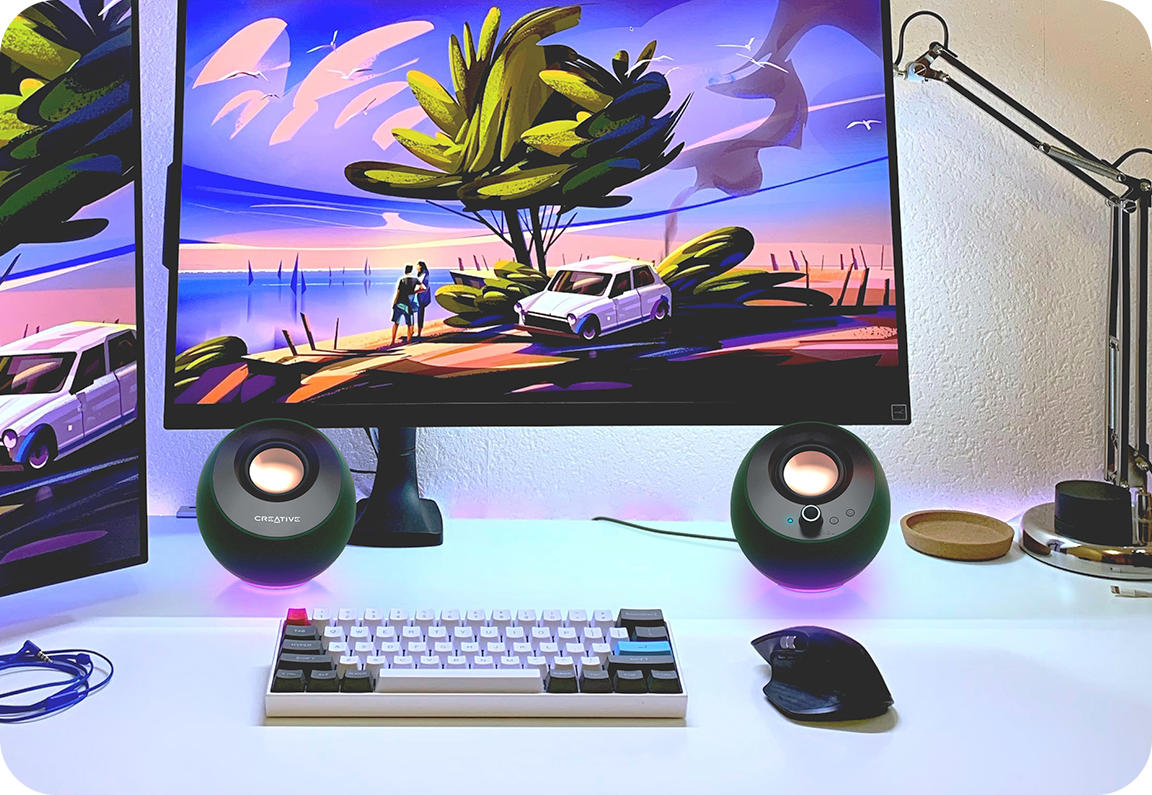 thumbnail image 2 of Creative Pebble Pro 2.0 USB-C Computer Speakers With Bluetooth & RGB Lighting - Clear Dialog & BassFlex 2 of 9